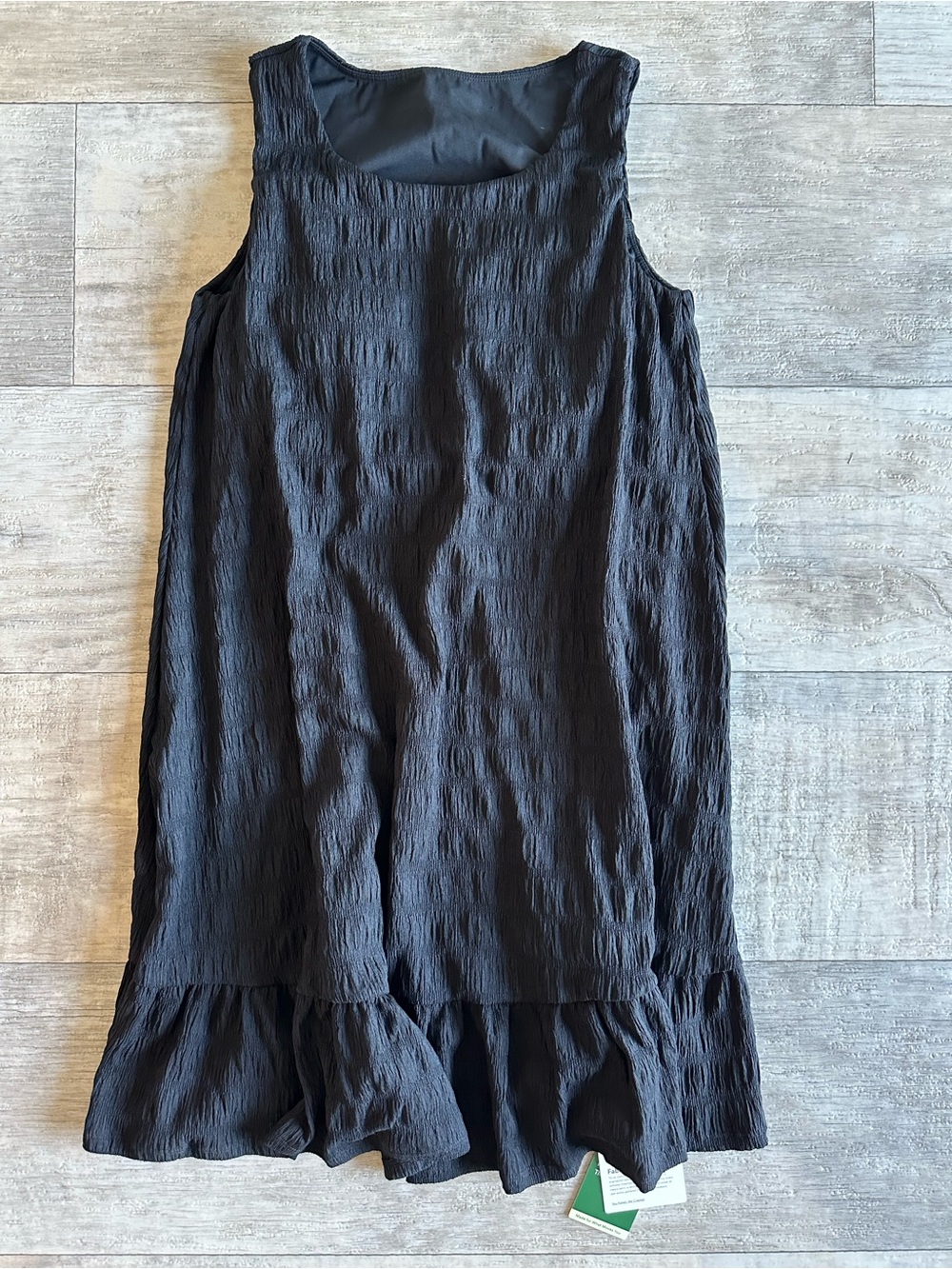 NWT Halara Black Crinkle Ruffle Hem Dress Sz M Boho Flowy Vacation